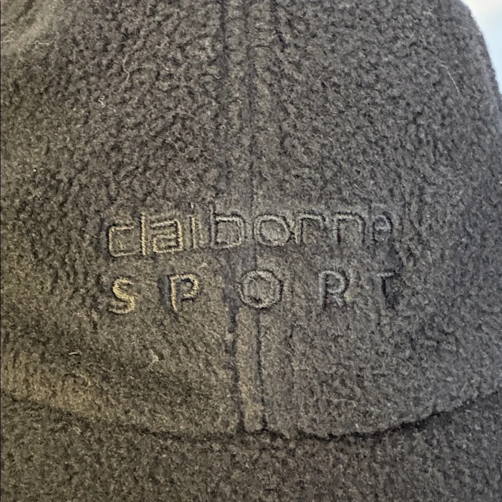 Liz Claiborne Sport Vintage Black on Black Embroidered Fuzzy Fleece Baseball Hat